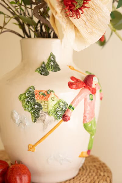 Alpine Skier Ceramic Vase