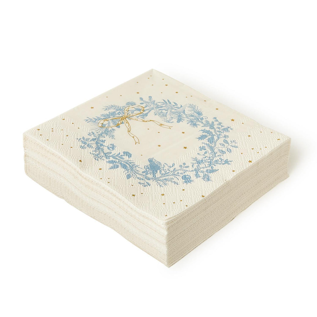 Blue Botanical Christmas Napkins