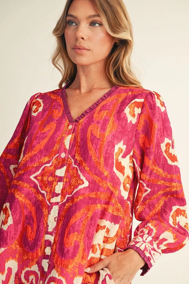 Sunset Kaleidoscope Tiered Dress