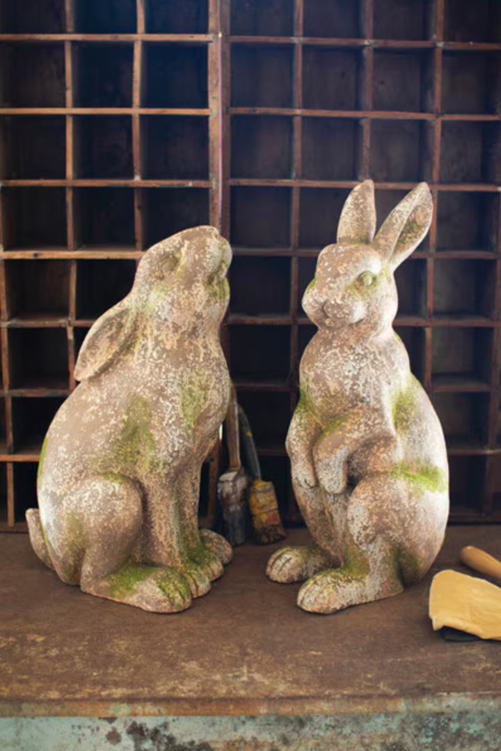 Mossy Meadow Rabbit Statue - Faux Concrete