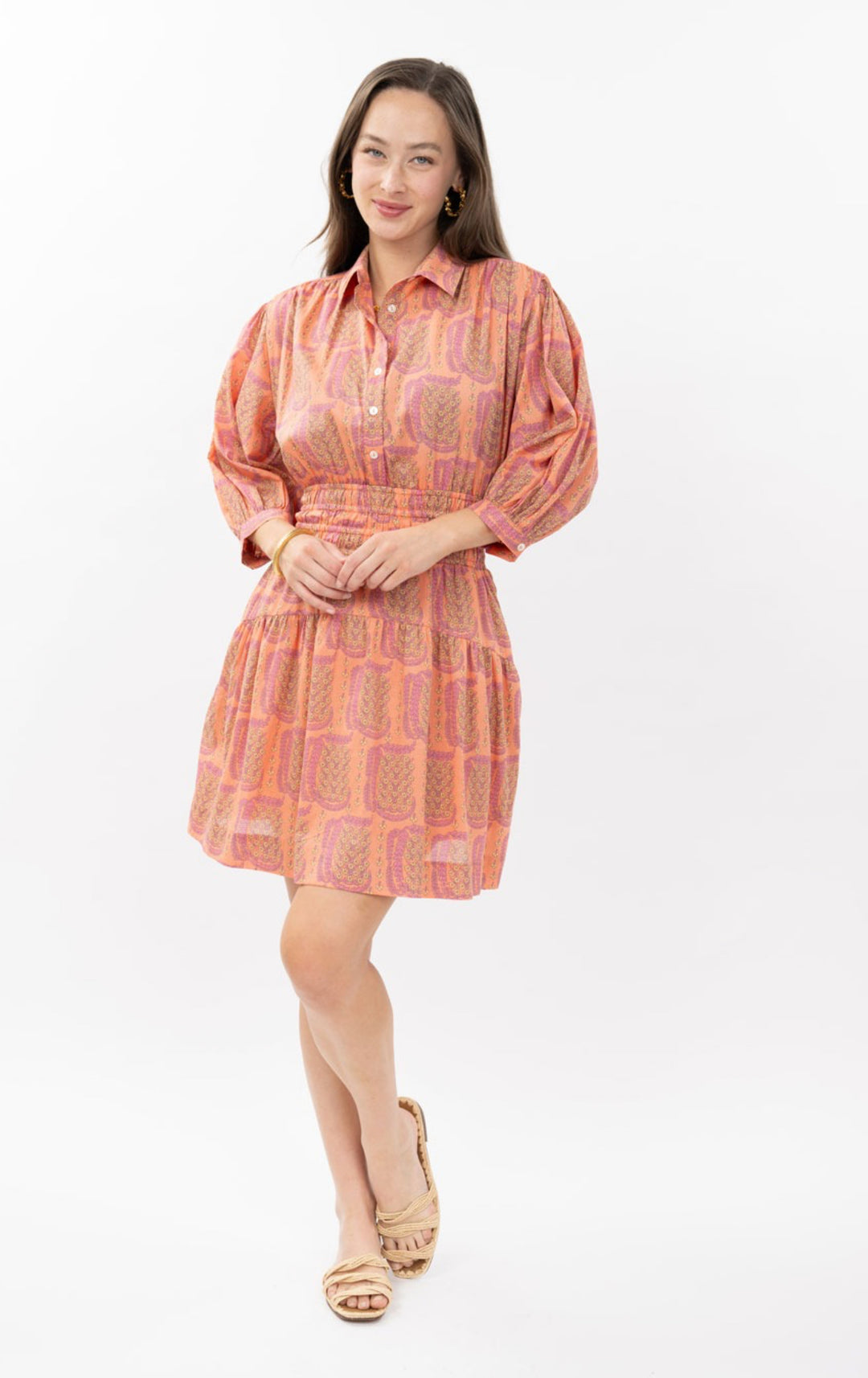 Sunset Paisley Smocked Waist Dress