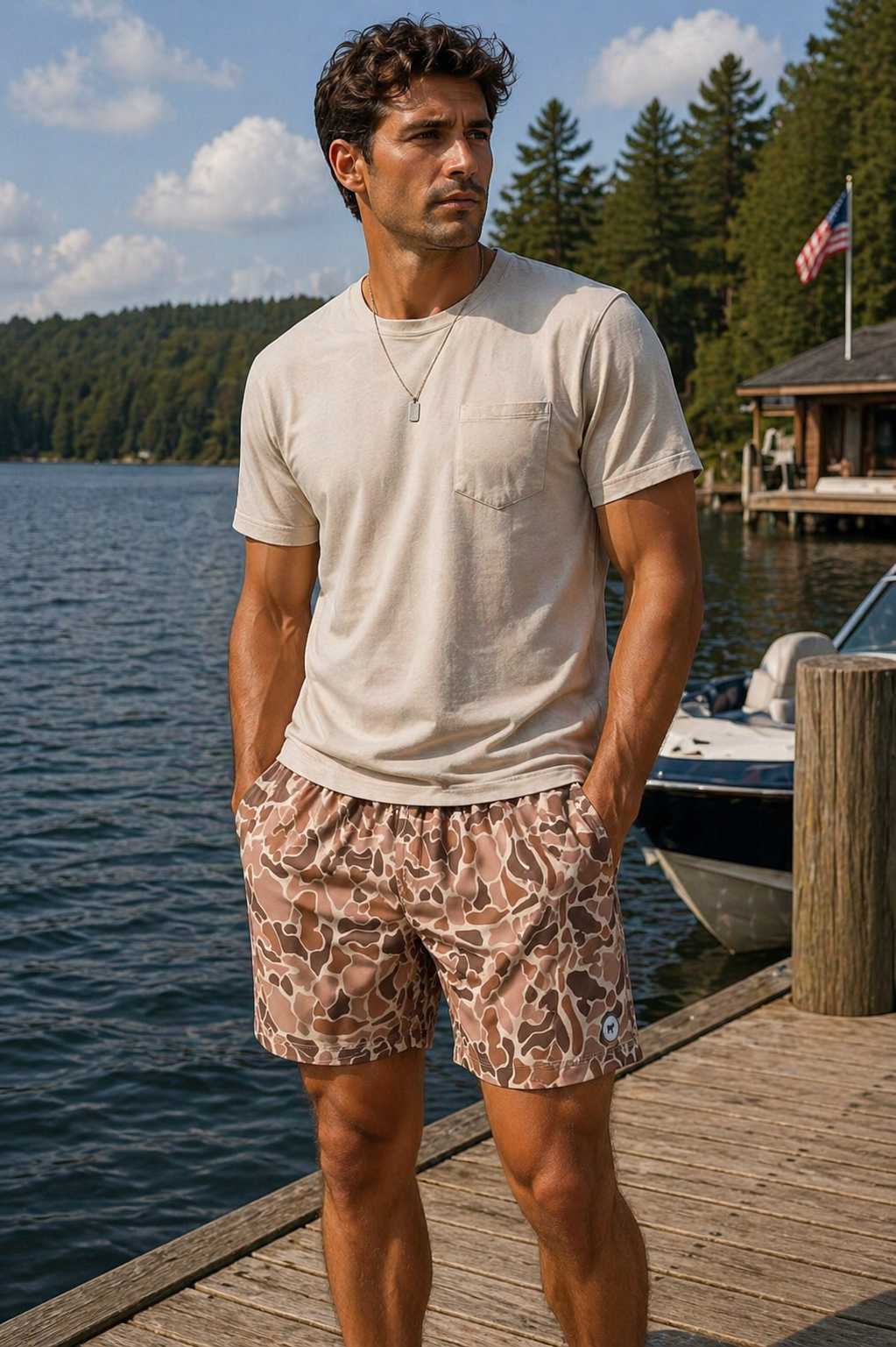 Sun Washed Shorts – Tan Camo