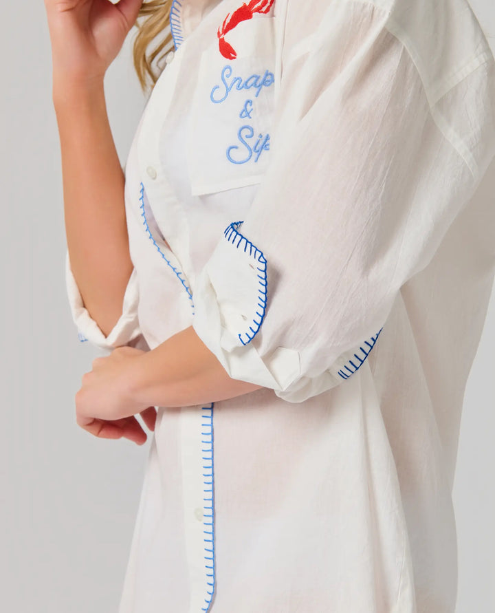 Catch of the Day Button Down Shirt Dress