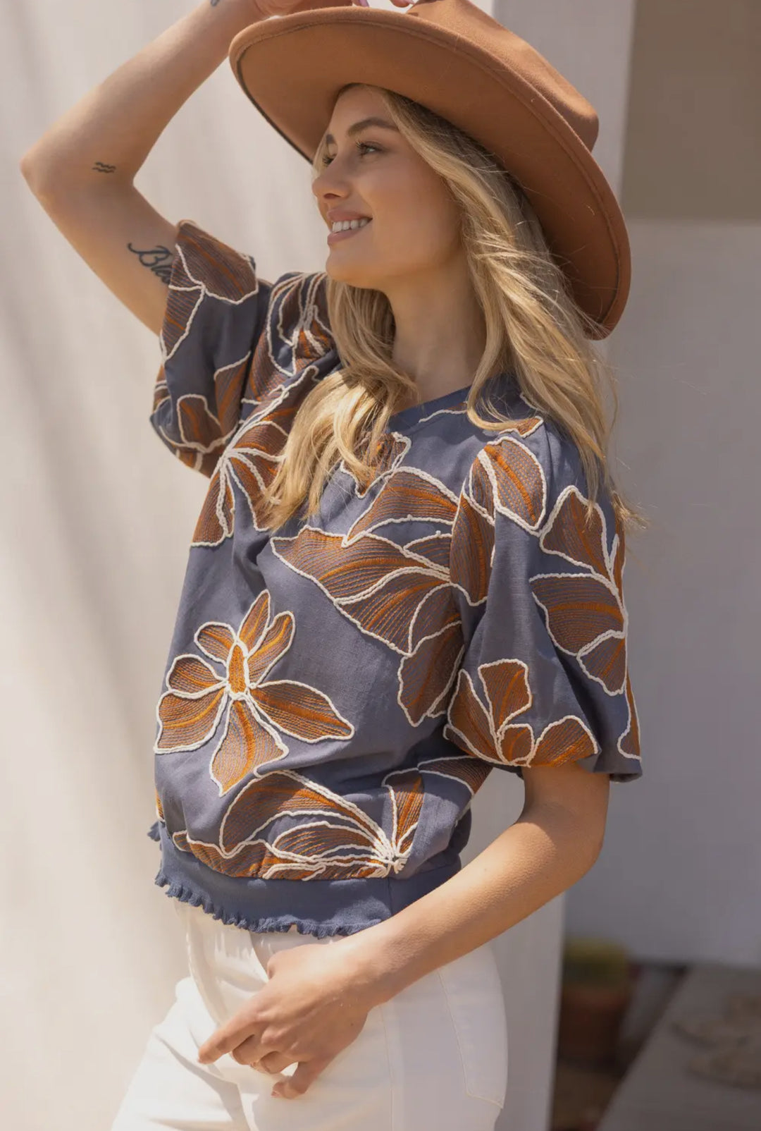 Sunset Stitch Floral Top