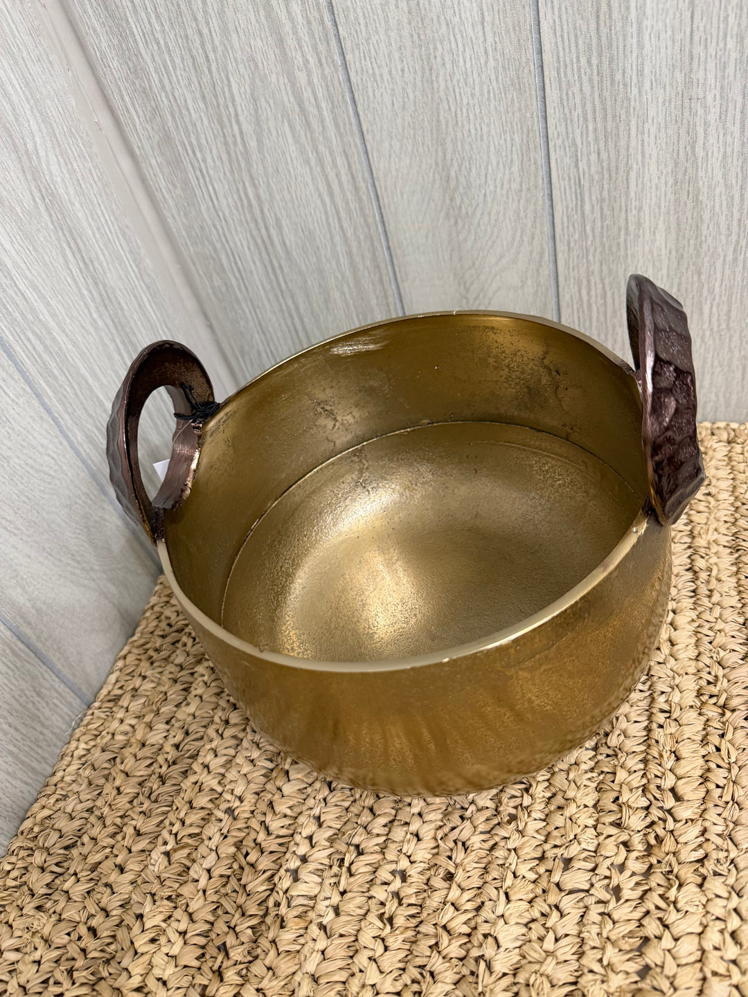 Antique Brass Artisan Handled Bowl