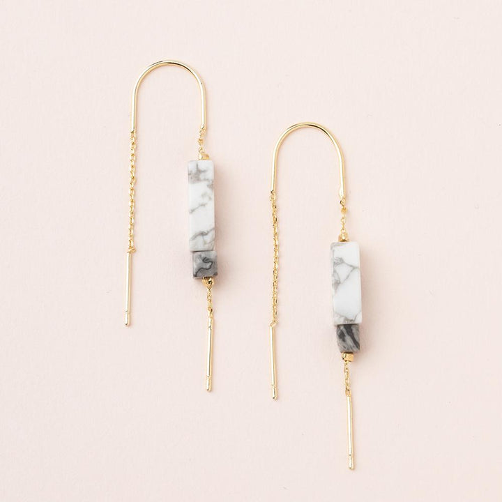 Rectangle Stone Thread Earrings - FINAL SALE