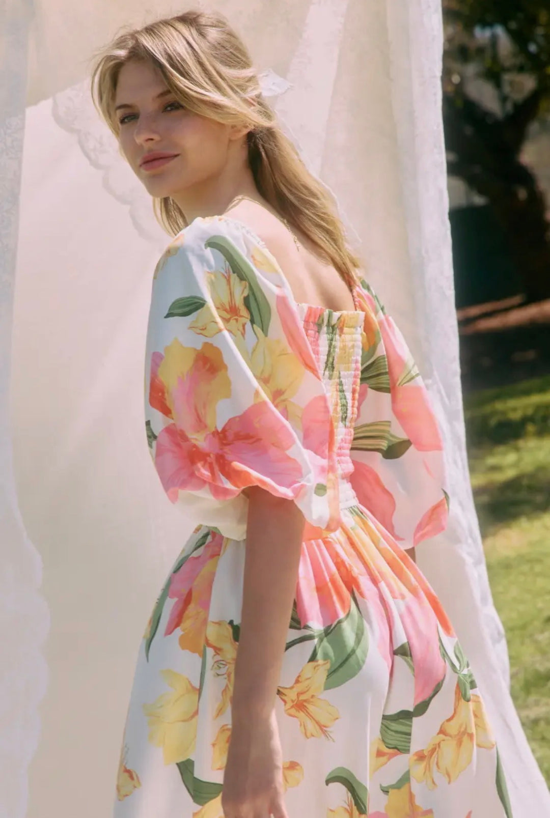 Golden Petal Escape Maxi Dress