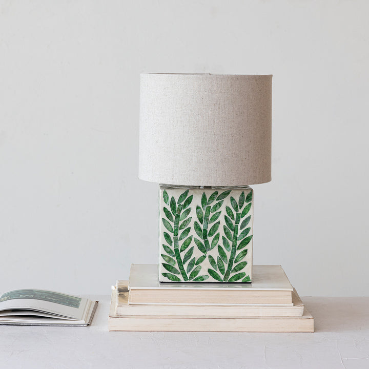 Botanical Mother of Pearl Lamp