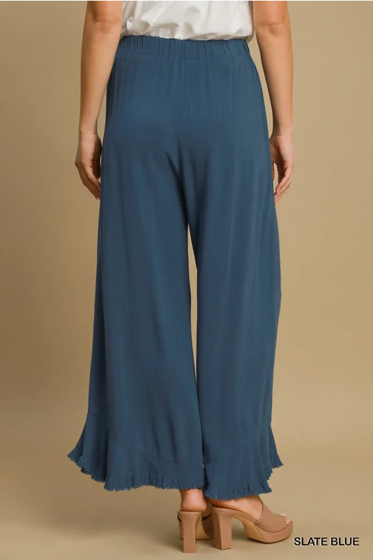 Linen Frayed Hem Pants