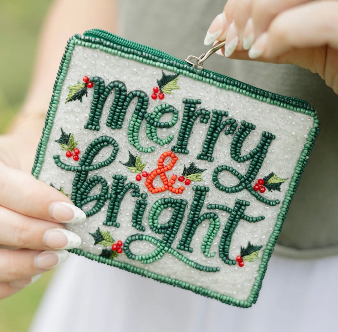 Merry & Bright Beaded Zipper Pouch