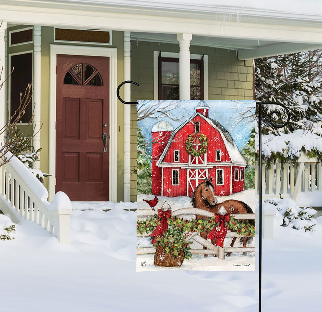 Christmas at the Barn Garden Flag
