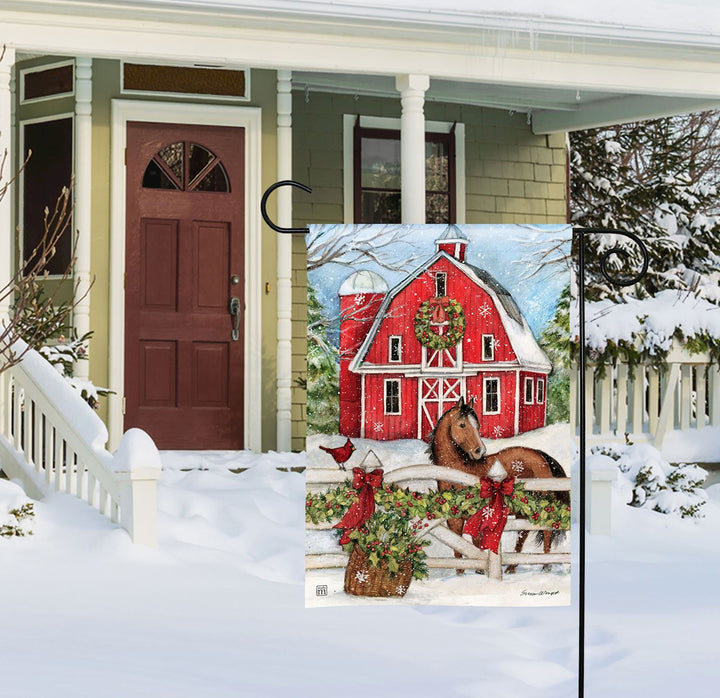 Christmas at the Barn Garden Flag