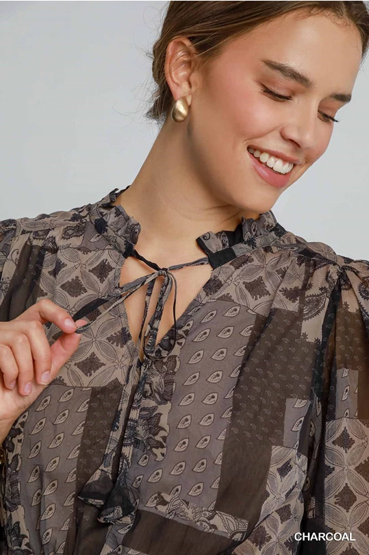 Charcoal Gray Patch Midi Dress