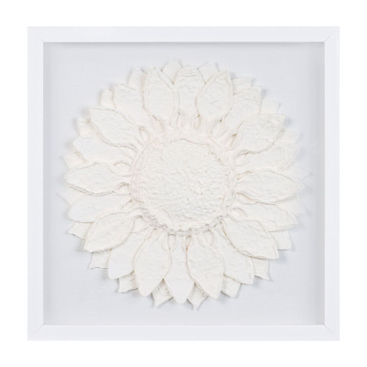 White Bloom Textured Wall Art