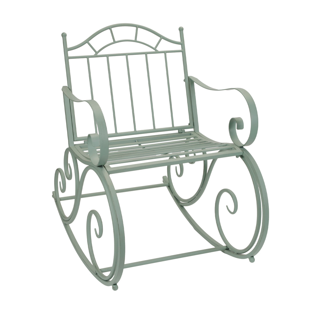 Sage Scroll Iron Rocking Chair
