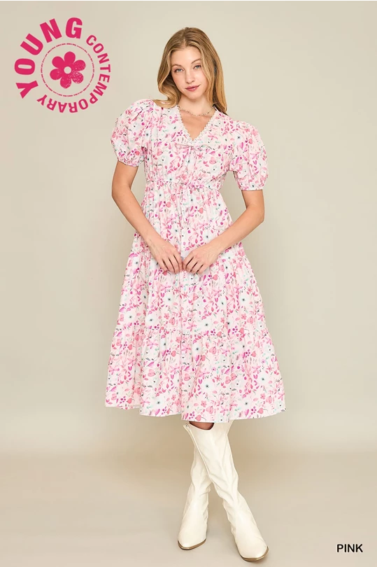 Pick Me Flowers Midi Dress