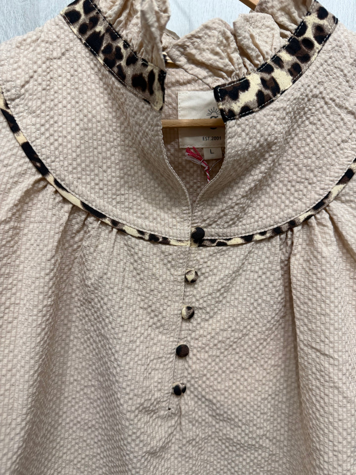 Leopard Trim Taupe Top