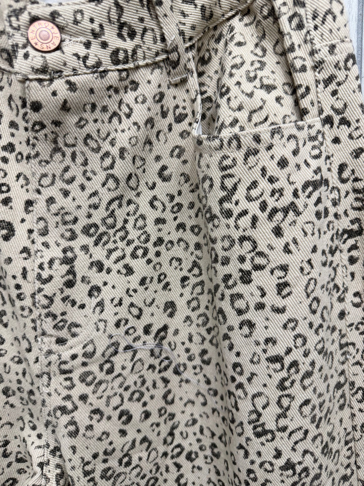 Leopard Print Wide-Leg Corduroy Pants