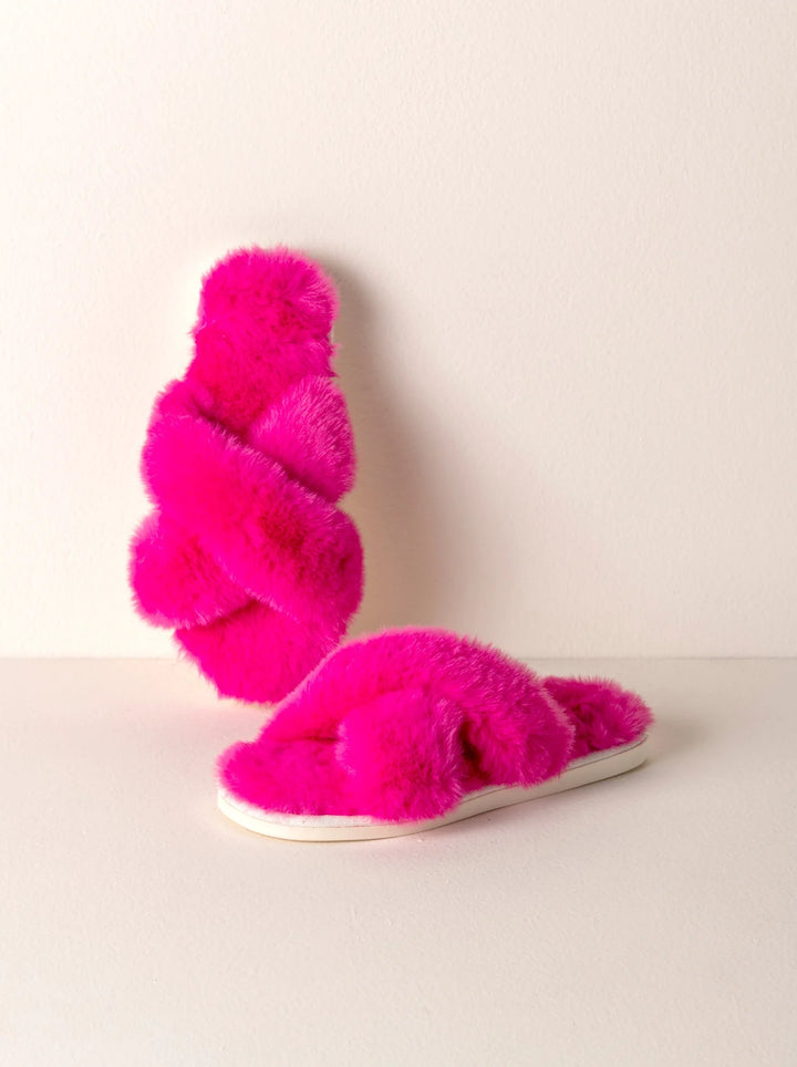 Fuzzy Bliss Slippers – Hot Pink