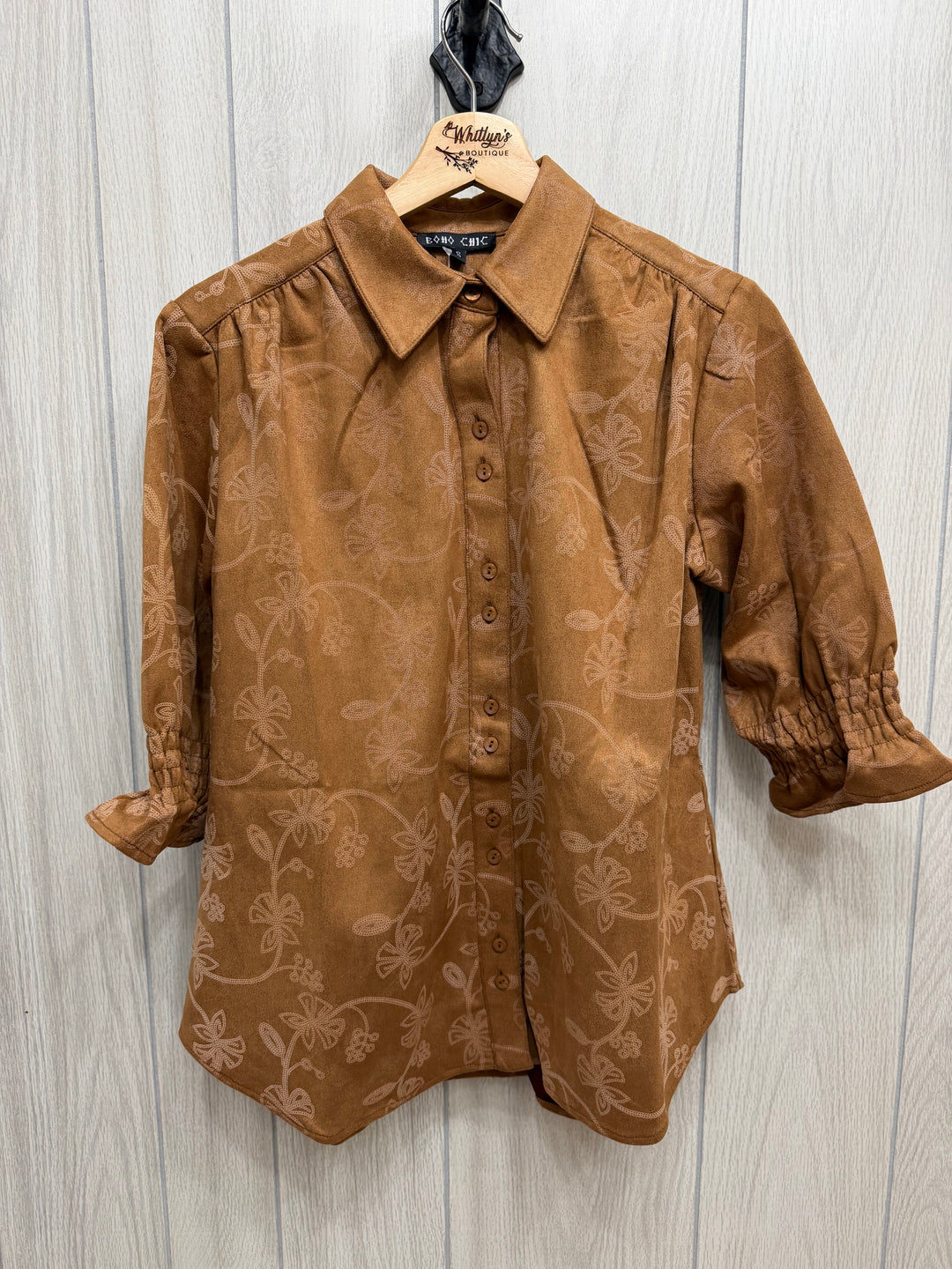 Briarwood Faux Suede Floral Top