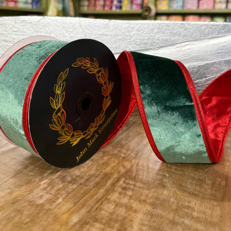John Mark Enterprises: Christmas Green Velvet Ribbon