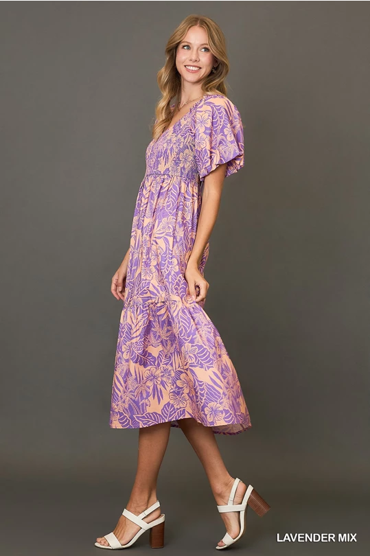 Elegant Tropics Midi Dress