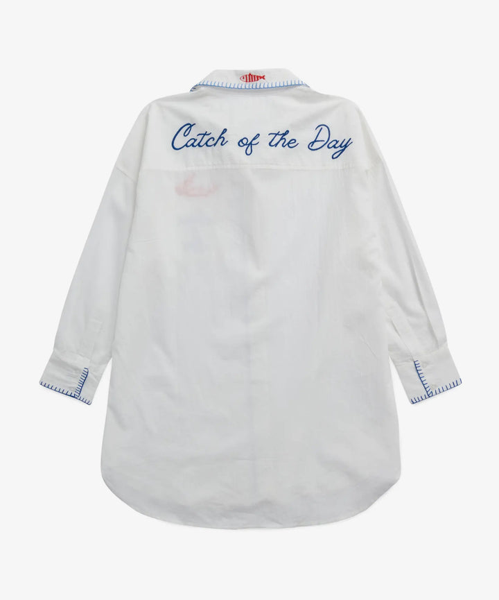 Catch of the Day Button Down Shirt Dress