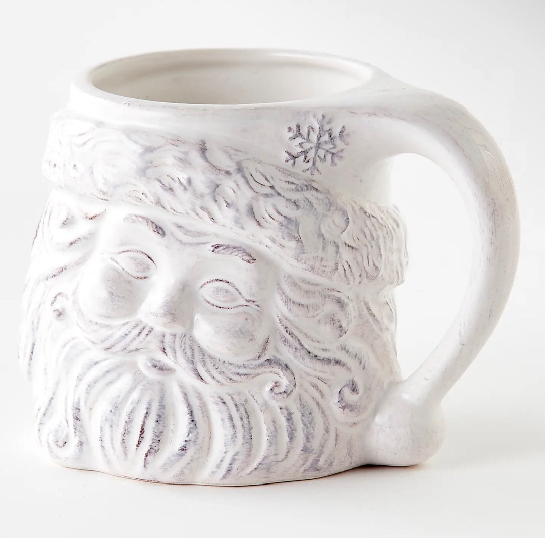 Vintage Whitewashed Santa Ceramic Mug