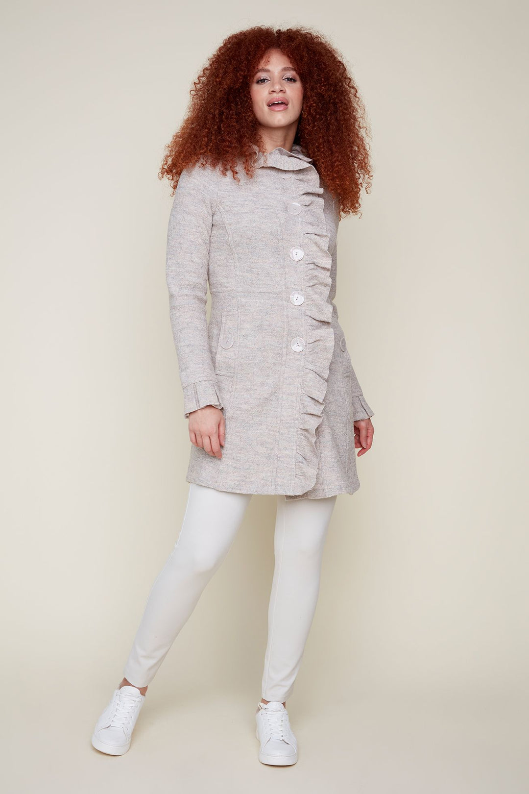 Graceful Ruffle Button Coat