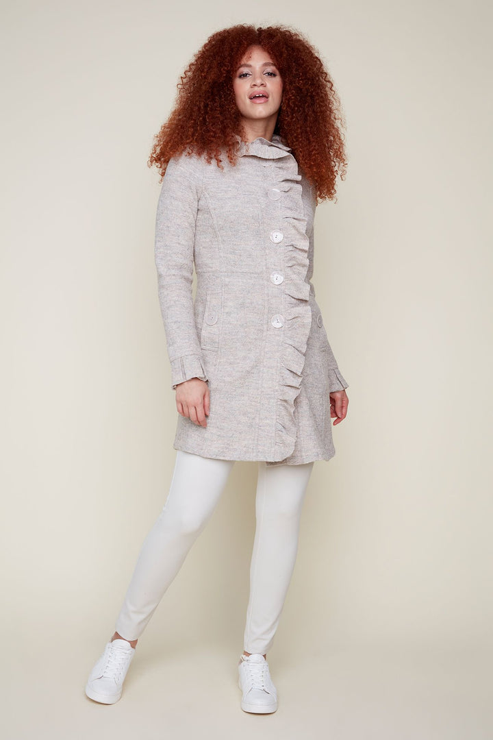 Graceful Ruffle Button Coat