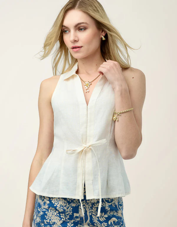 Seleah Linen Top – White