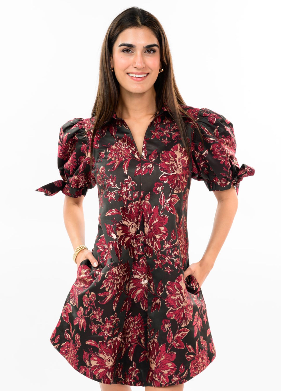 The Rosalie Burgundy Floral Dress