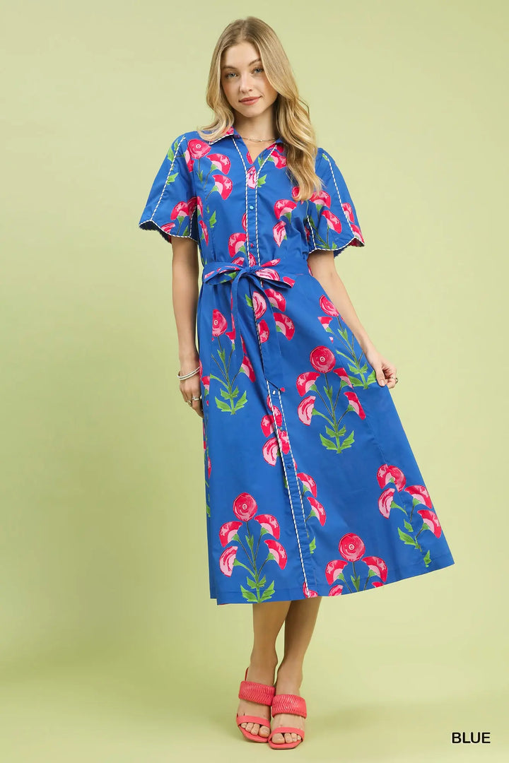 The Riviera Rose Shirt Dress