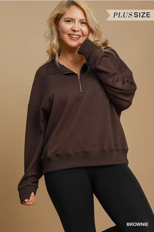 Brownie Quarter Zip Top