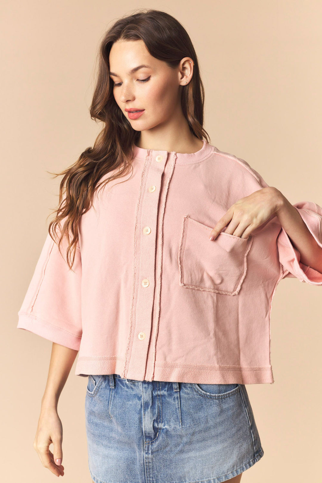 Blush Weekend Button-Up