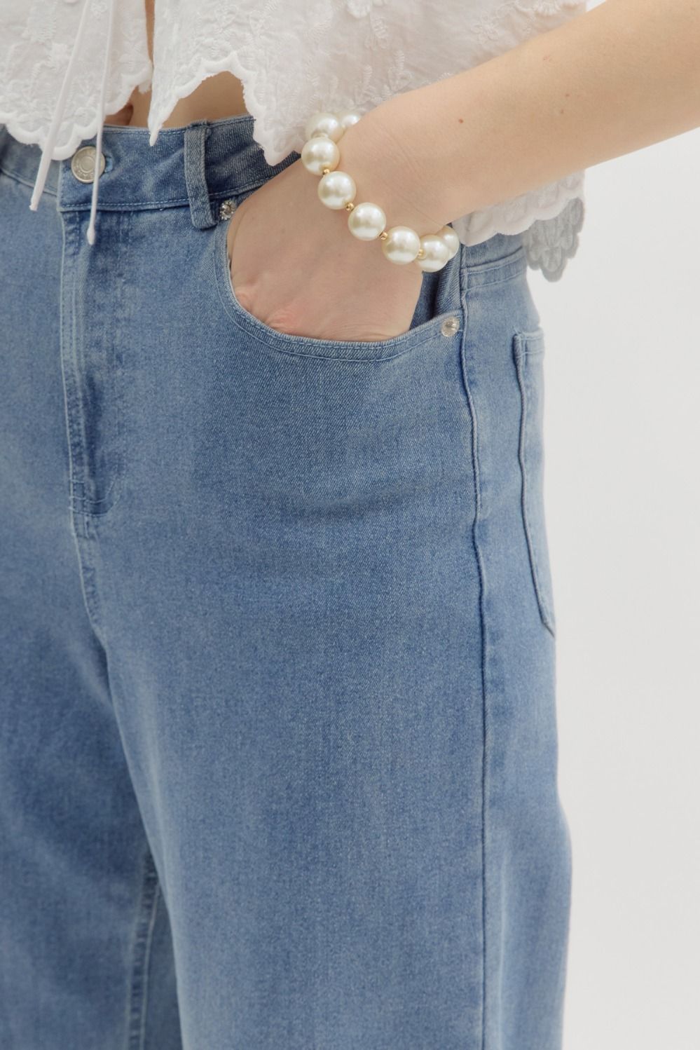 Denim Jeans with Flower Cut-Outs