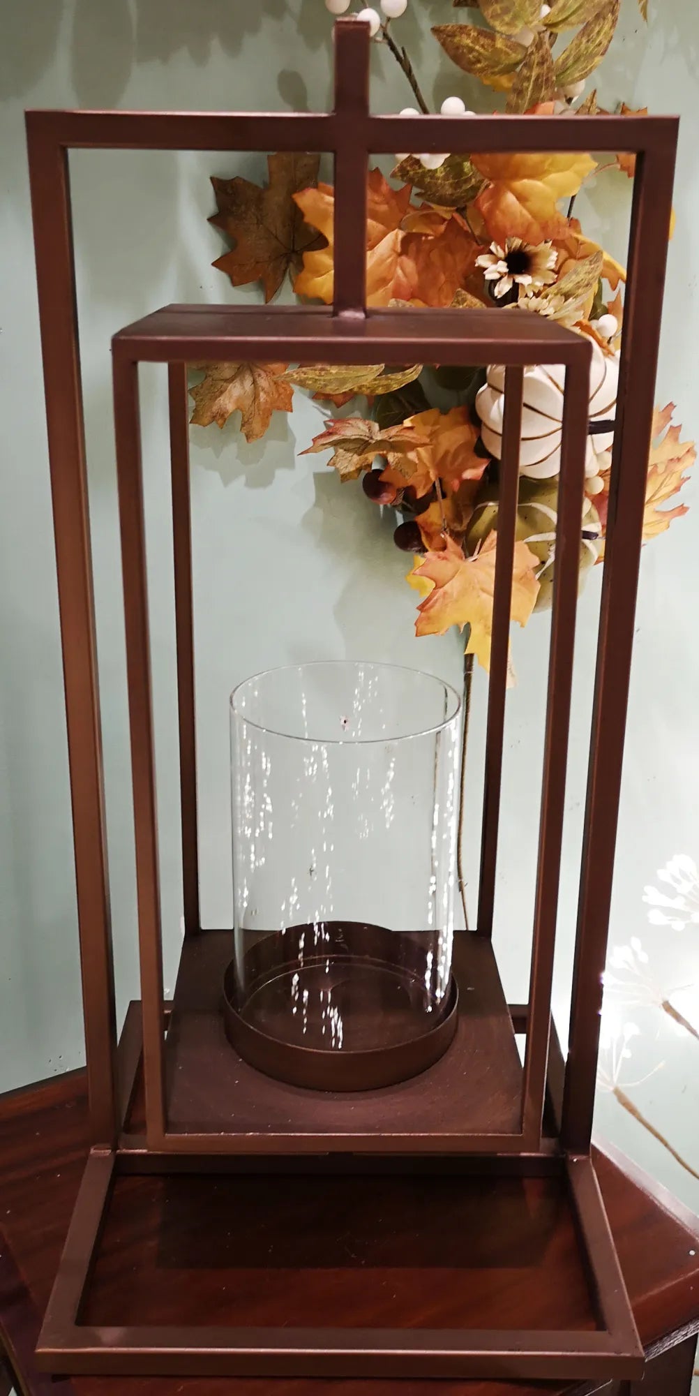 Modern Bronze Frame Hurricane Lantern