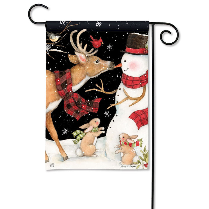 Woodland Snowman Friends Garden Flag