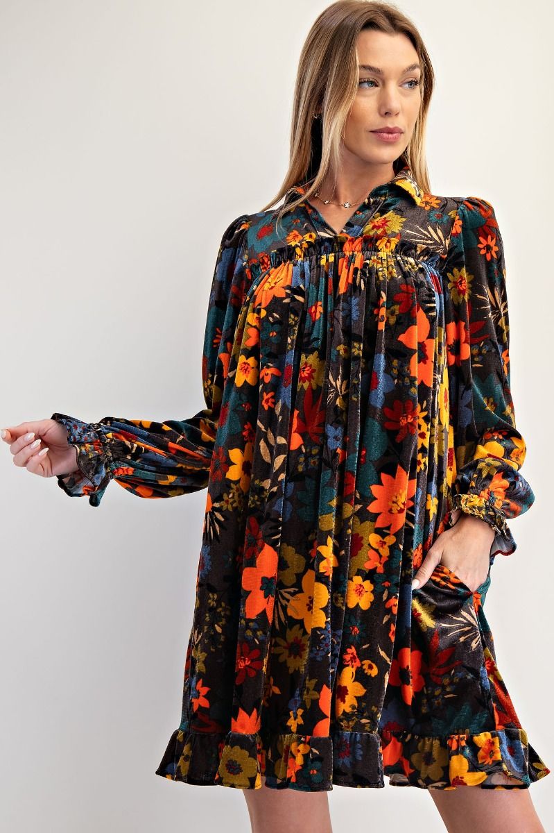 Velvet Garden Swing Dress