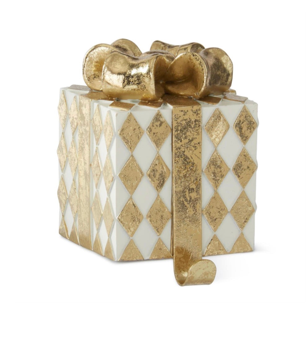 Golden Harlequin Christmas Present Stocking Holder