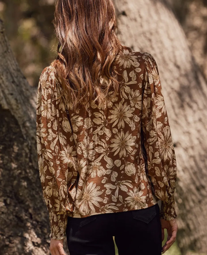 Maple Bloom Button-Front Blouse