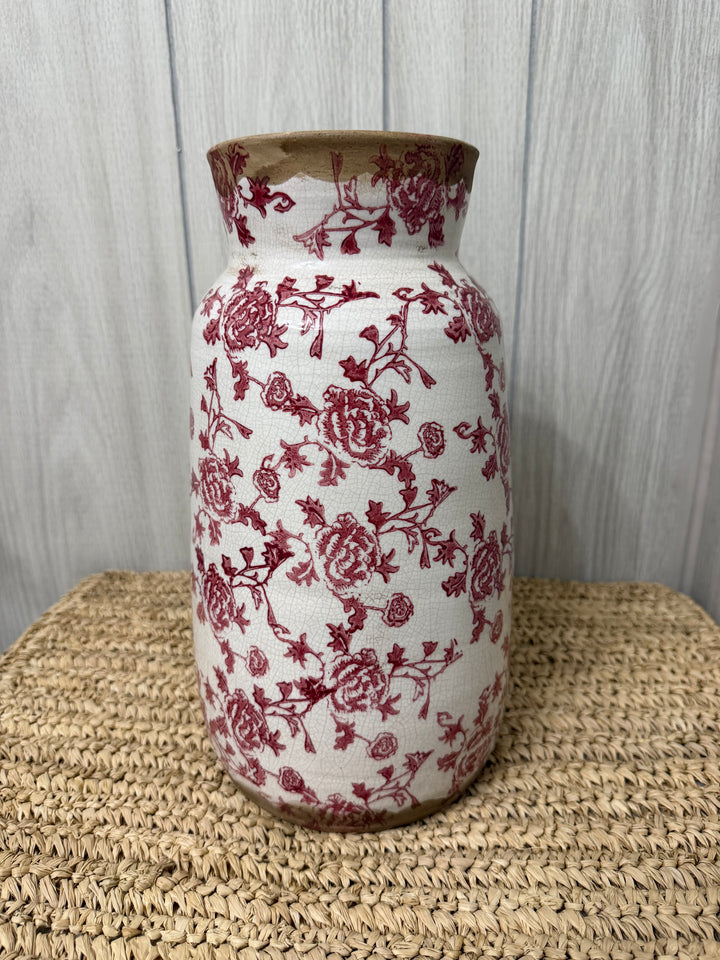 Rose Toile Stoneware Vase