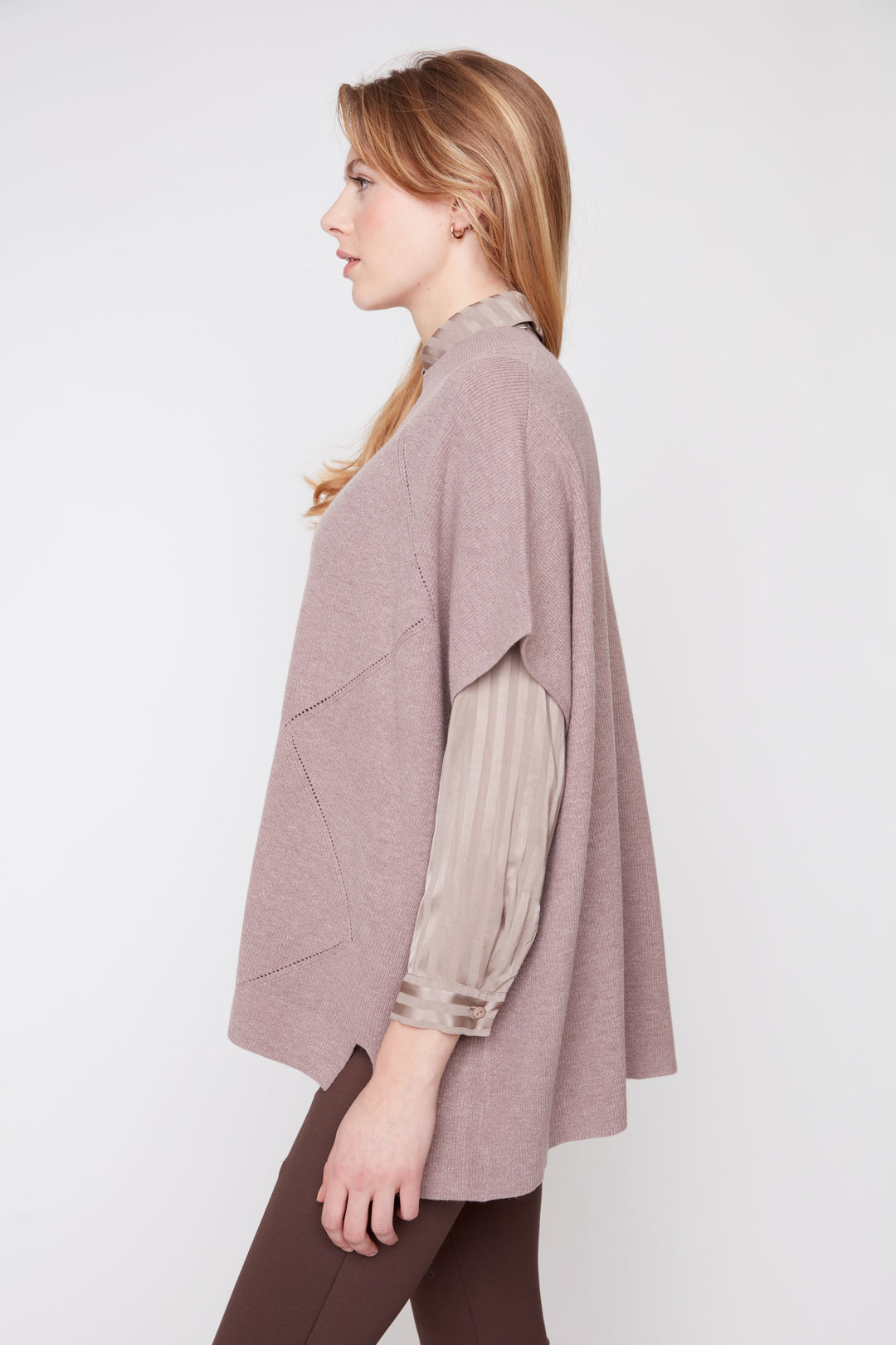 The Elowen Knit Poncho – Dusty Mauve