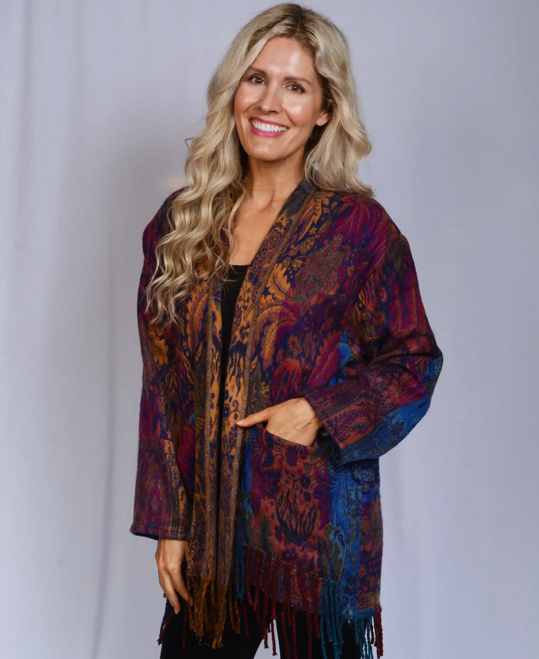 Mosaic Fringe Cardigan