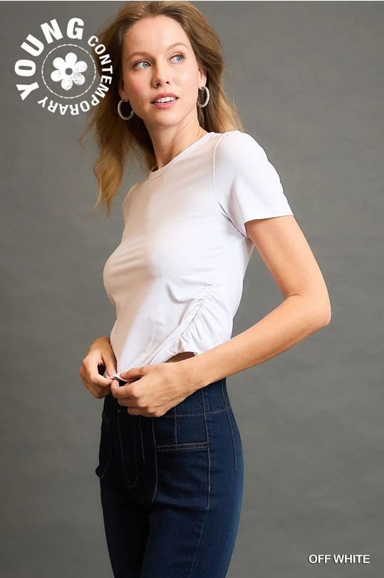 Crew Neck Ruched Tee