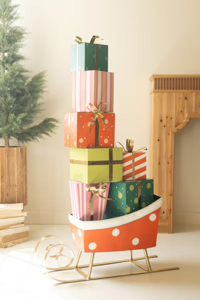 Merry & Bright Metal Christmas Sleigh with Presents