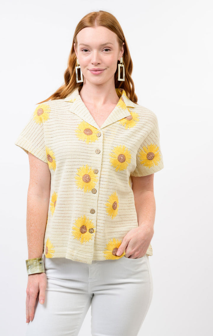 Knit Sunflower Shacket