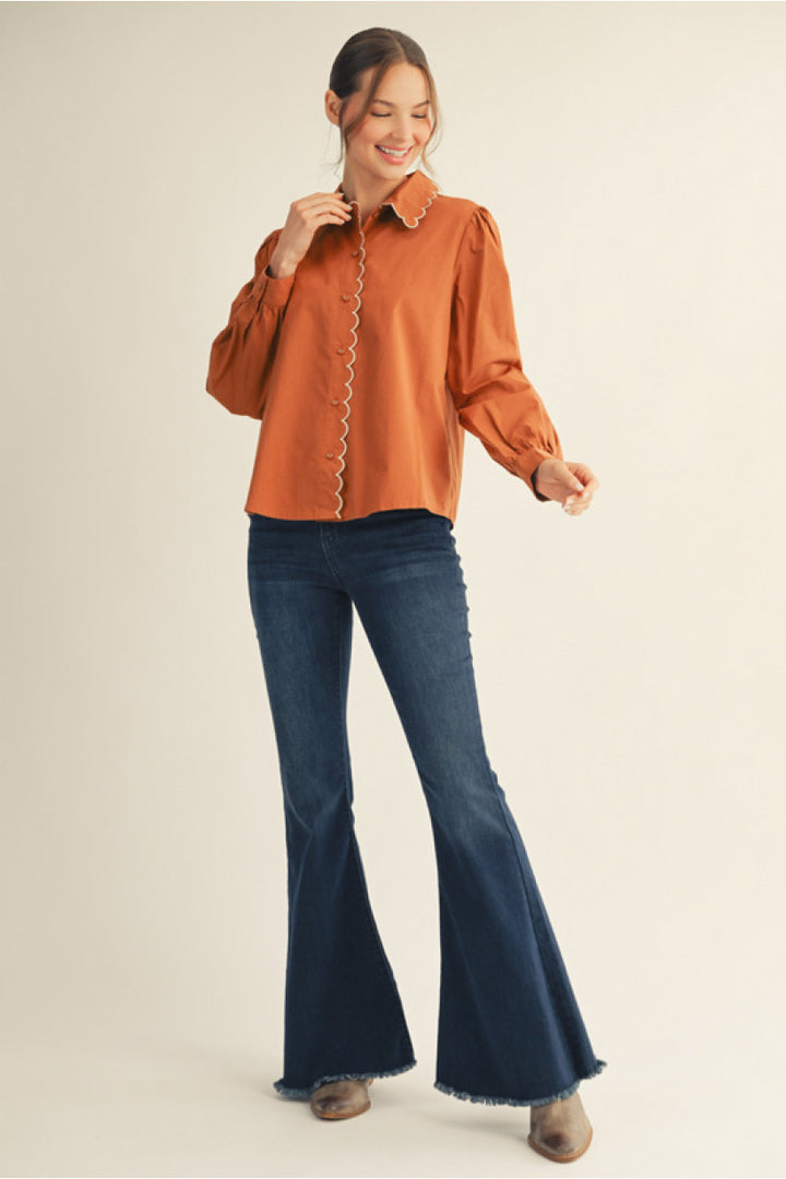 Harvest Glow Scallop Blouse