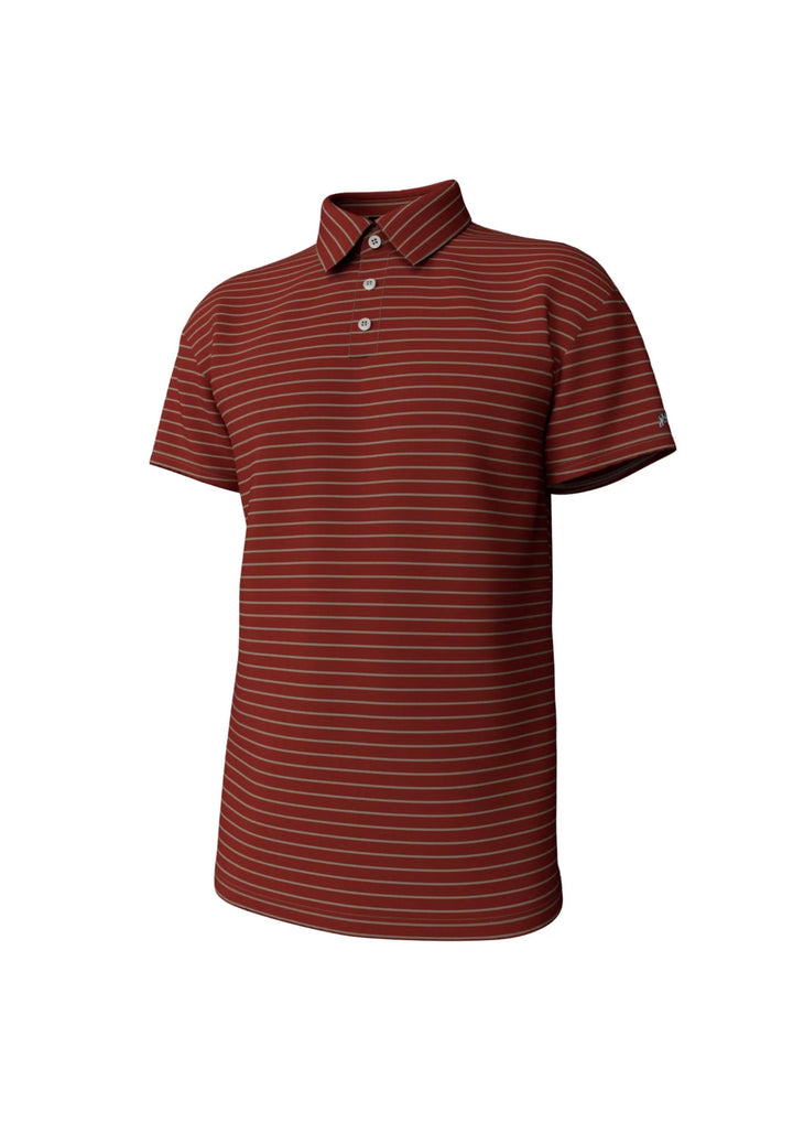 Southern Point Co. Striped Performance Polo – Chili Stripe