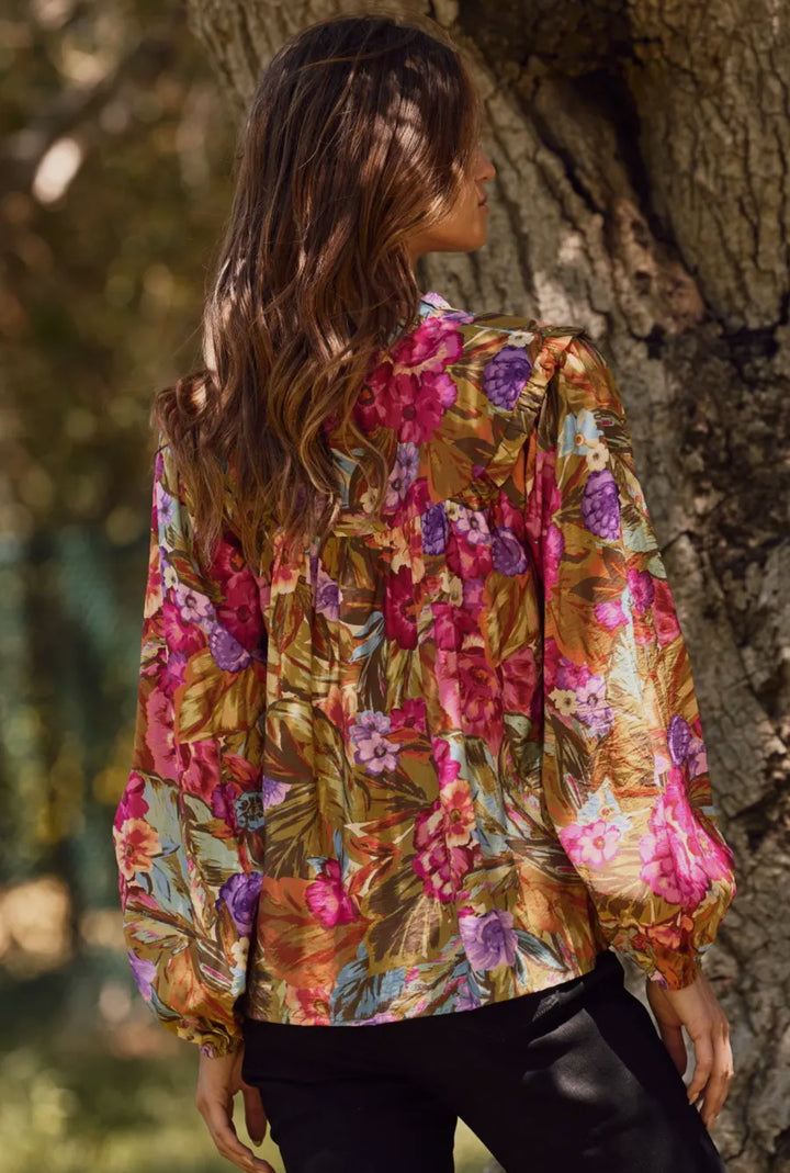 Wild Bloom Satin Blouse